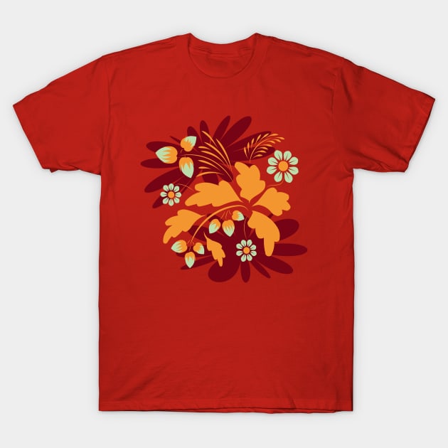 Folk floral art print  Flowers abstract art  poster T-Shirt by Eskimos